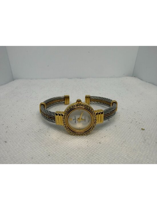Peugeot Womens 2-Tone Cable Cuff Watch Crystal Bezel Interchangeable Set main image 6